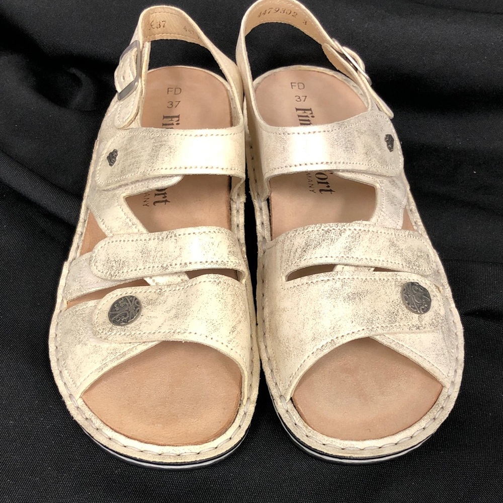 Finn Comfort Metallic Cream Slingback Sandals sz37 - Picture 4 of 8